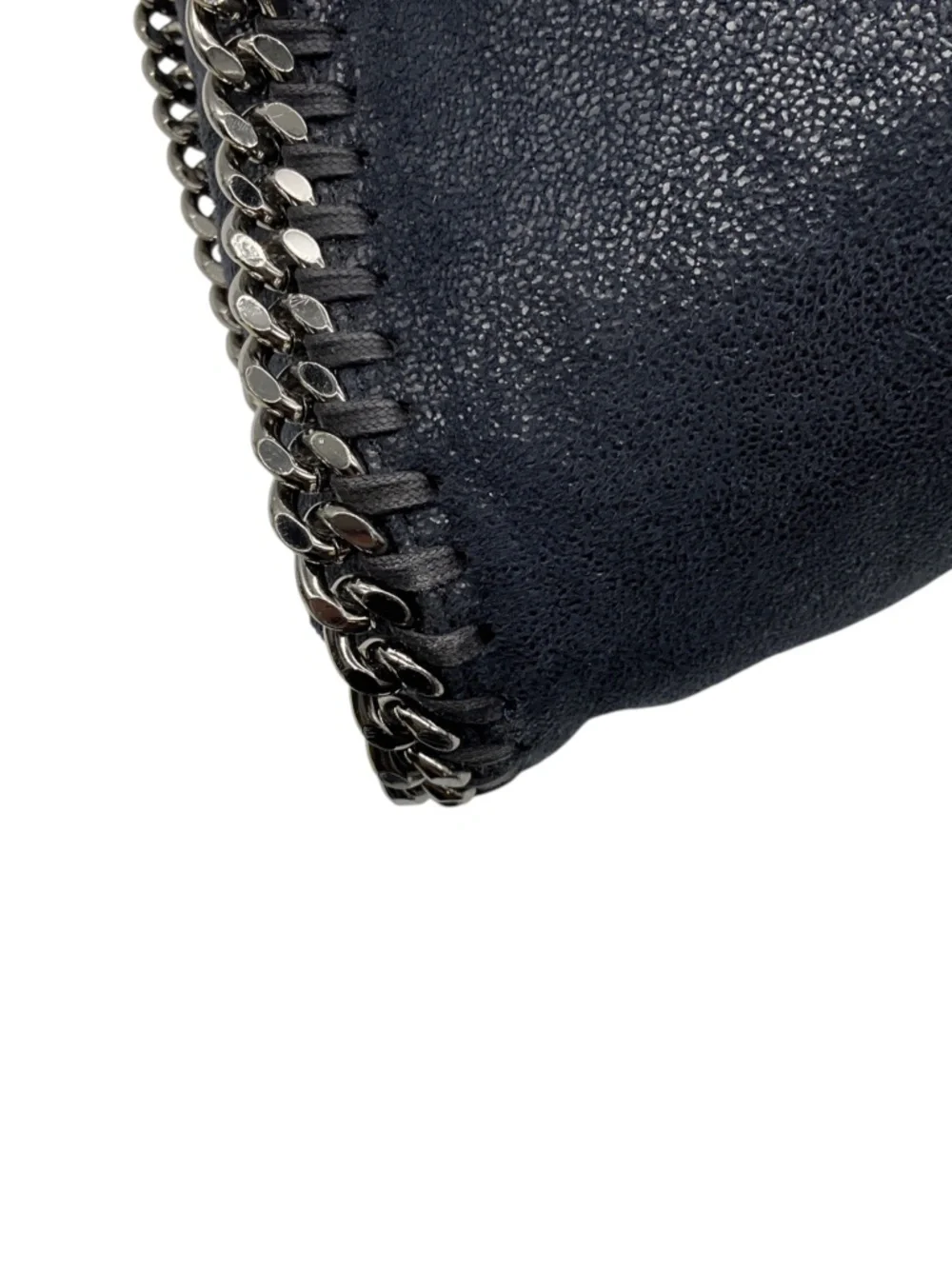 STELLA MCCARTNEY NAVY BLUE FALABELLA FAUX LEATHER SHAGGY DEER TOTE BAG
